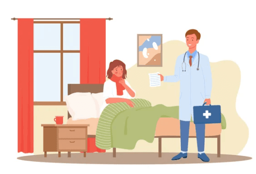 Medico durante una visita a domicilio